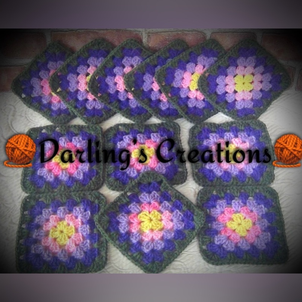 Granny Squares Crocheted Trimmed Handmade 24pcs